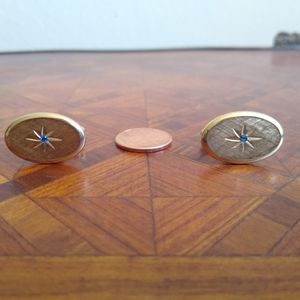 Vintage AVON cufflinks. Gold-tone/Sapphire glass
